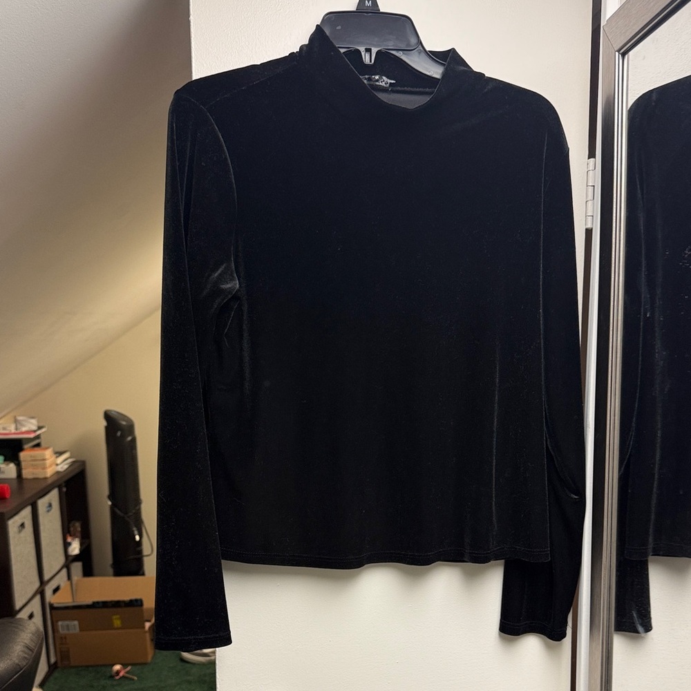 Express Black Velvet Long Sleeve Top